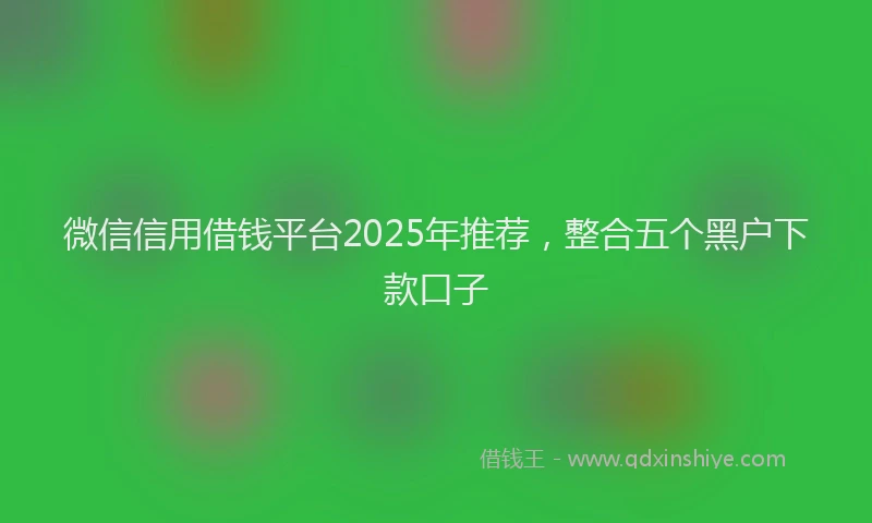微信信用借钱平台2025年推荐，整合五个黑户下款口子