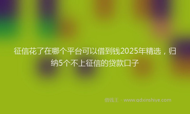 征信花了在哪个平台可以借到钱2025年精选，归纳5个不上征信的贷款口子