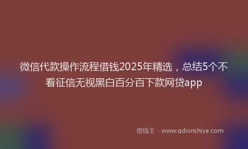 微信代款操作流程借钱2025年精选，总结5个不看征信无视黑白百分百下款网贷app
