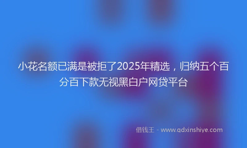 小花名额已满是被拒了2025年精选，归纳五个百分百下款无视黑白户网贷平台