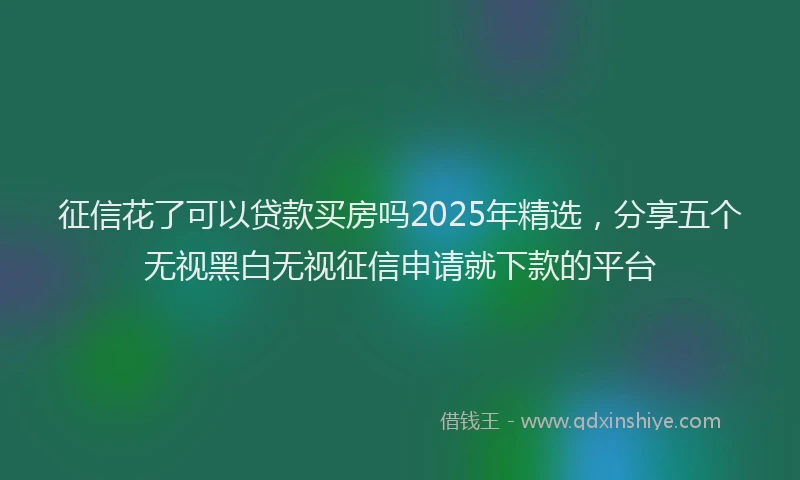 征信花了可以贷款买房吗2025年精选，分享五个无视黑白无视征信申请就下款的平台