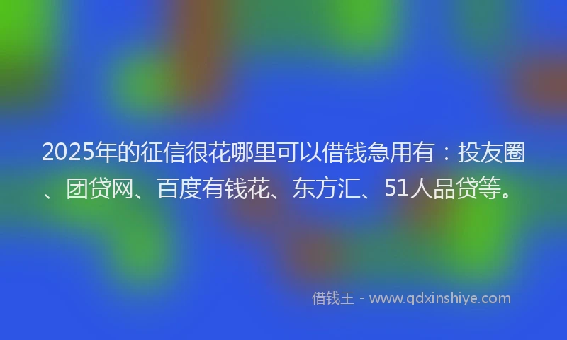 2025年的征信很花哪里可以借钱急用有：投友圈、团贷网、百度有钱花、东方汇、51人品贷等。