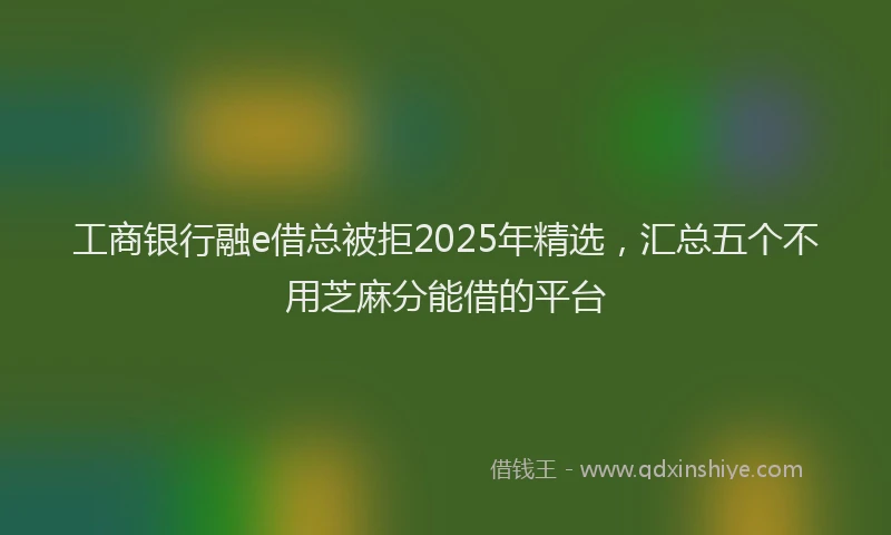 工商银行融e借总被拒2025年精选，汇总五个不用芝麻分能借的平台