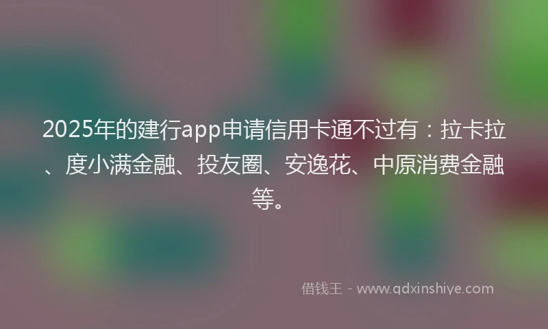 2025年的建行app申请信用卡通不过有：拉卡拉、度小满金融、投友圈、安逸花、中原消费金融等。