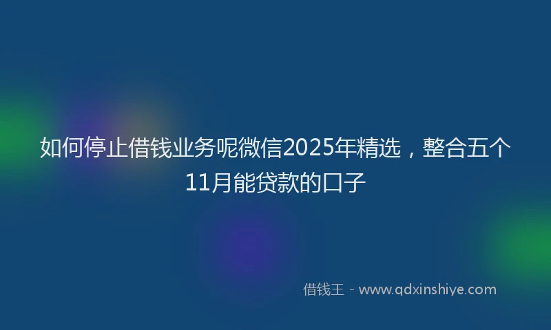 如何停止借钱业务呢微信2025年精选，整合五个11月能贷款的口子