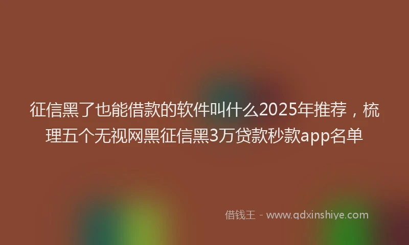 征信黑了也能借款的软件叫什么2025年推荐，梳理五个无视网黑征信黑3万贷款秒款app名单