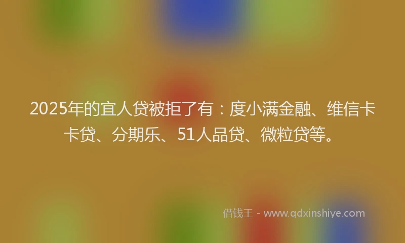 2025年的宜人贷被拒了有：度小满金融、维信卡卡贷、分期乐、51人品贷、微粒贷等。