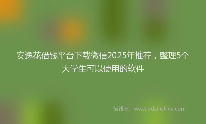 安逸花借钱平台下载微信2025年推荐，整理5个大学生可以使用的软件