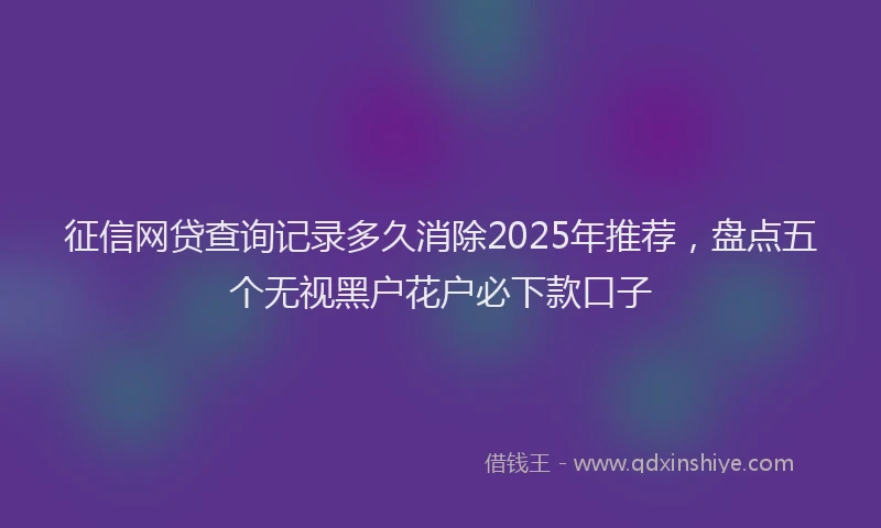 征信网贷查询记录多久消除2025年推荐，盘点五个无视黑户花户必下款口子