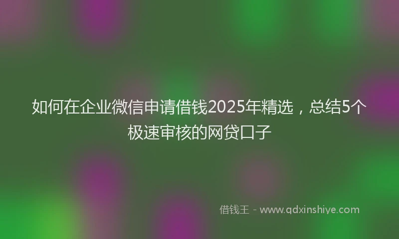 如何在企业微信申请借钱2025年精选，总结5个极速审核的网贷口子