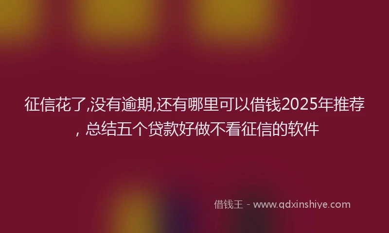 征信花了,没有逾期,还有哪里可以借钱2025年推荐，总结五个贷款好做不看征信的软件