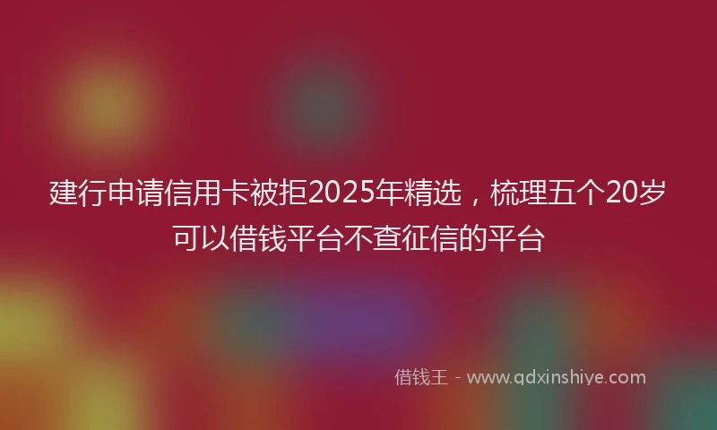 建行申请信用卡被拒2025年精选，梳理五个20岁可以借钱平台不查征信的平台