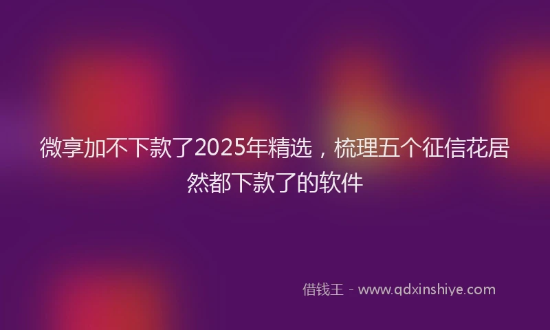 微享加不下款了2025年精选，梳理五个征信花居然都下款了的软件