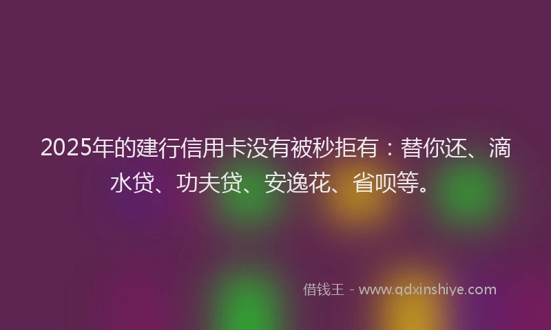 2025年的建行信用卡没有被秒拒有：替你还、滴水贷、功夫贷、安逸花、省呗等。