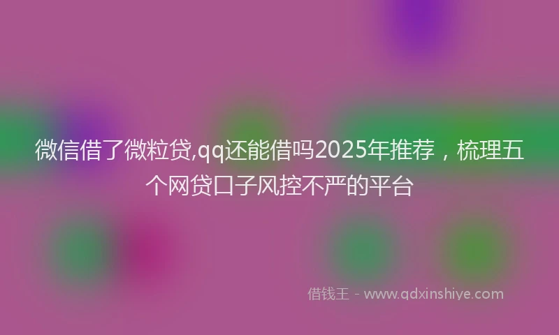 微信借了微粒贷,qq还能借吗2025年推荐，梳理五个网贷口子风控不严的平台