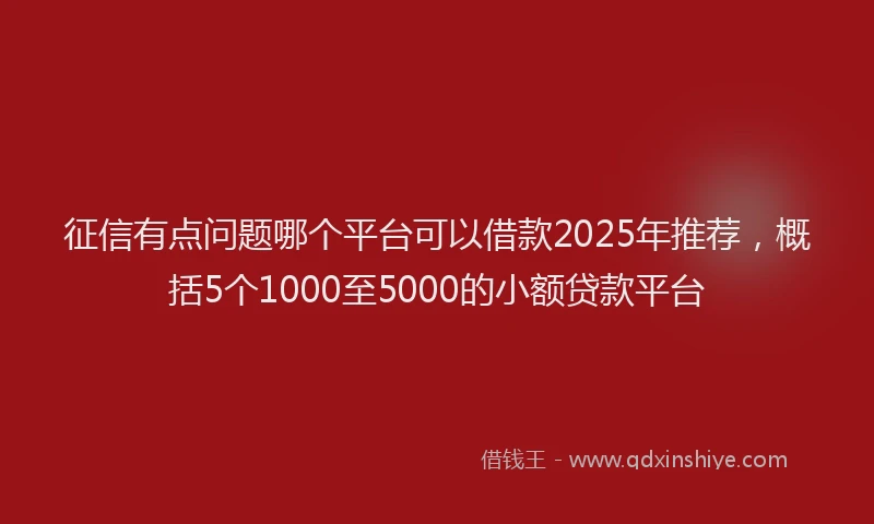 征信有点问题哪个平台可以借款2025年推荐，概括5个1000至5000的小额贷款平台