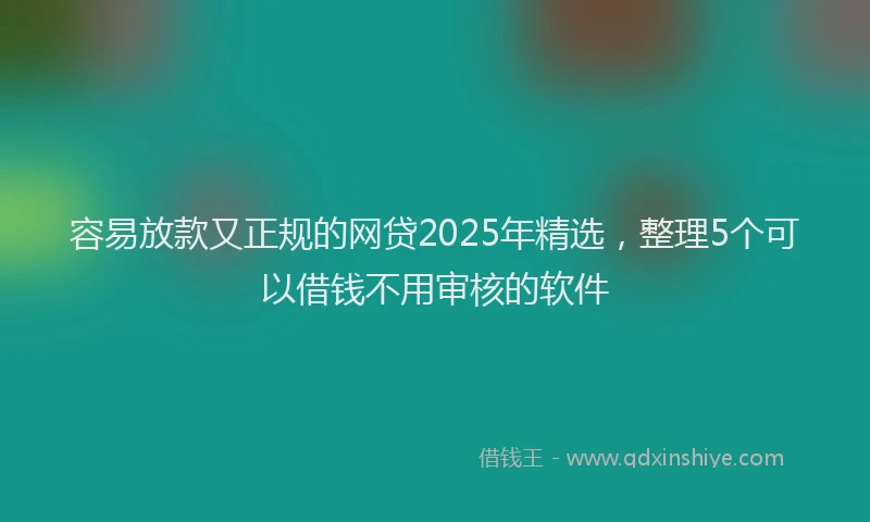 容易放款又正规的网贷2025年精选，整理5个可以借钱不用审核的软件