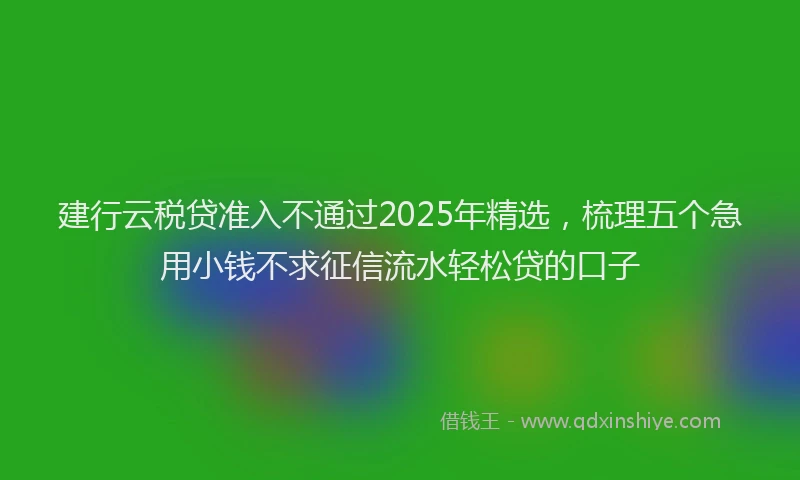 建行云税贷准入不通过2025年精选，梳理五个急用小钱不求征信流水轻松贷的口子