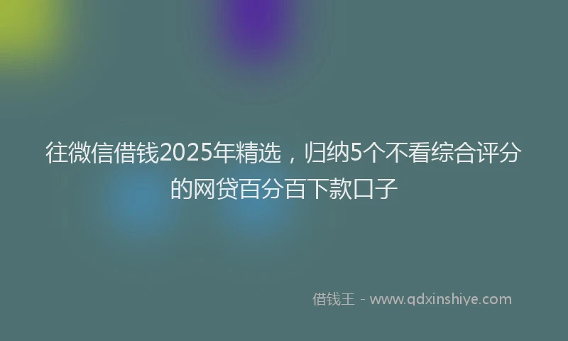 往微信借钱2025年精选，归纳5个不看综合评分的网贷百分百下款口子