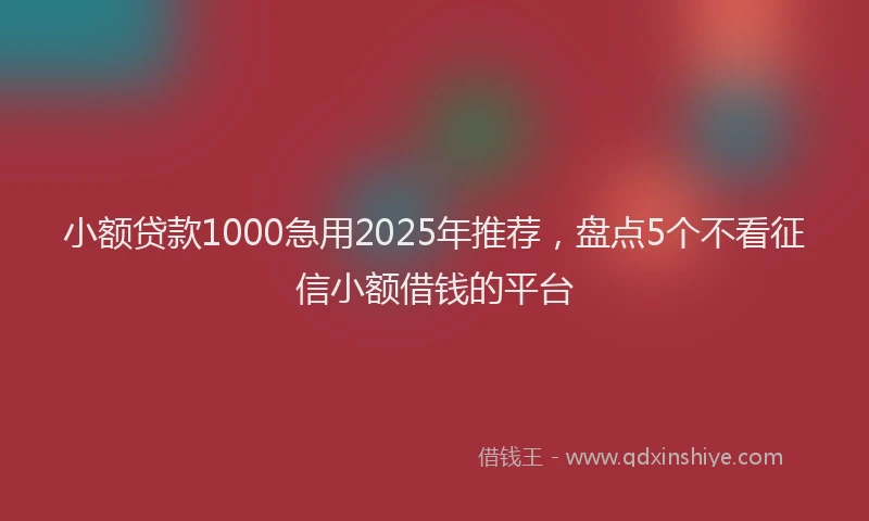 小额贷款1000急用2025年推荐，盘点5个不看征信小额借钱的平台