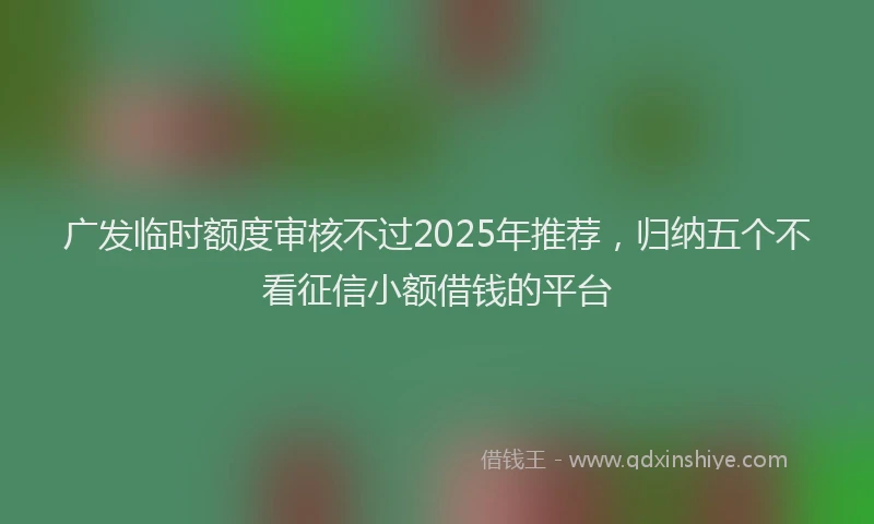广发临时额度审核不过2025年推荐，归纳五个不看征信小额借钱的平台