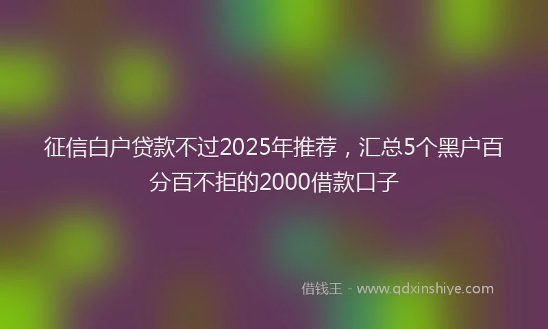 征信白户贷款不过2025年推荐，汇总5个黑户百分百不拒的2000借款口子