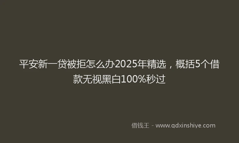 平安新一贷被拒怎么办2025年精选，概括5个借款无视黑白100%秒过