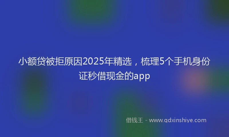 小额贷被拒原因2025年精选，梳理5个手机身份证秒借现金的app