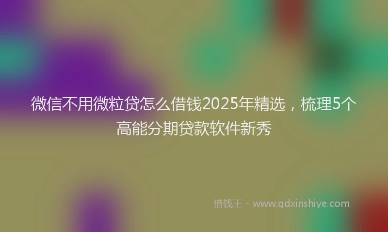 微信不用微粒贷怎么借钱2025年精选，梳理5个高能分期贷款软件新秀