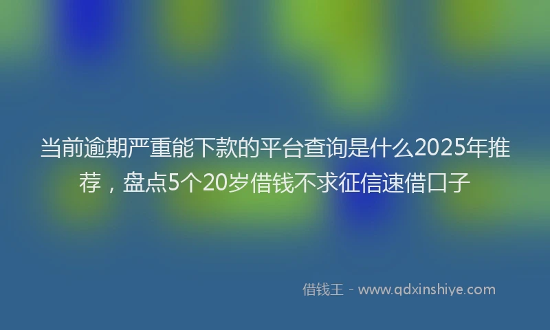 当前逾期严重能下款的平台查询是什么2025年推荐，盘点5个20岁借钱不求征信速借口子