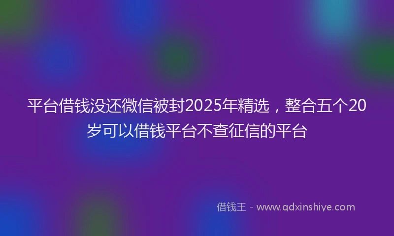 平台借钱没还微信被封2025年精选，整合五个20岁可以借钱平台不查征信的平台