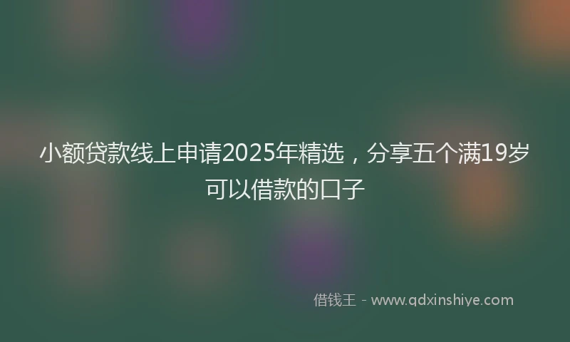 小额贷款线上申请2025年精选，分享五个满19岁可以借款的口子