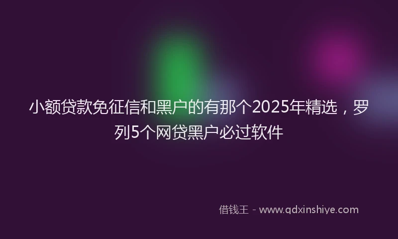 小额贷款免征信和黑户的有那个2025年精选，罗列5个网贷黑户必过软件