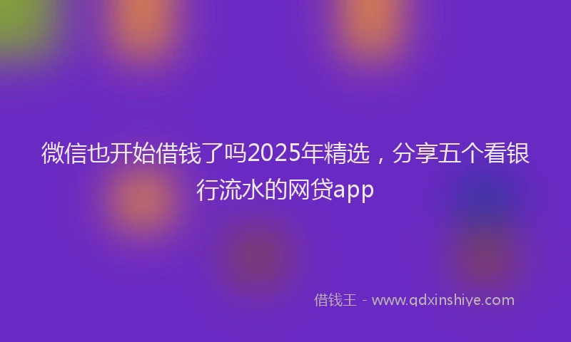 微信也开始借钱了吗2025年精选，分享五个看银行流水的网贷app