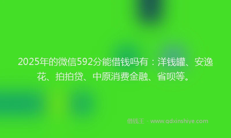2025年的微信592分能借钱吗有：洋钱罐、安逸花、拍拍贷、中原消费金融、省呗等。