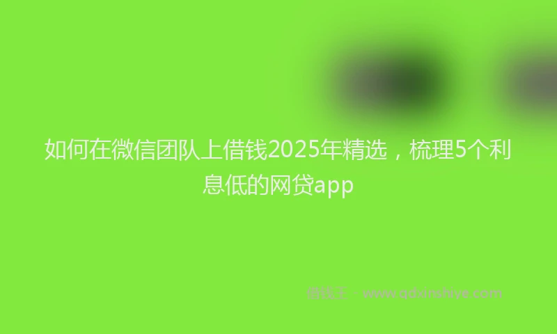 如何在微信团队上借钱2025年精选，梳理5个利息低的网贷app