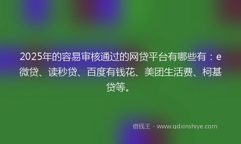 2025年的容易审核通过的网贷平台有哪些有：e微贷、读秒贷、百度有钱花、美团生活费、柯基贷等。