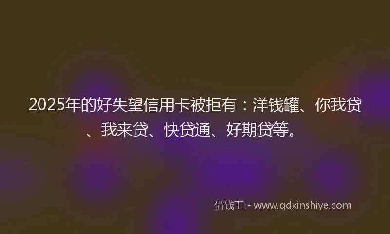 2025年的好失望信用卡被拒有：洋钱罐、你我贷、我来贷、快贷通、好期贷等。