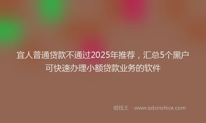 宜人普通贷款不通过2025年推荐，汇总5个黑户可快速办理小额贷款业务的软件