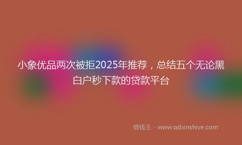小象优品两次被拒2025年推荐，总结五个无论黑白户秒下款的贷款平台