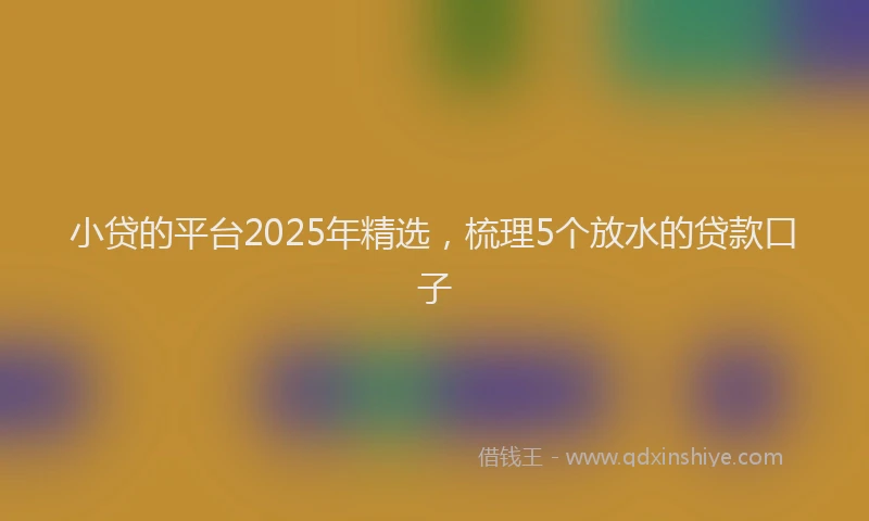 小贷的平台2025年精选，梳理5个放水的贷款口子