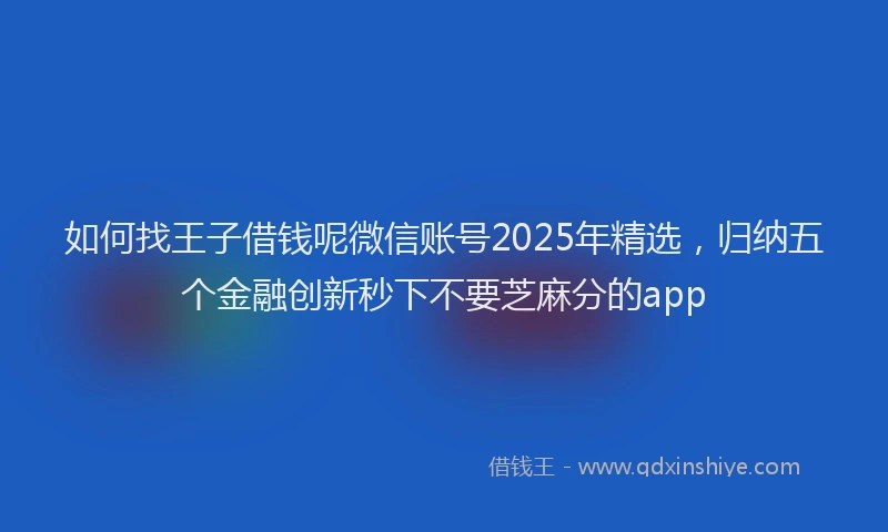 如何找王子借钱呢微信账号2025年精选，归纳五个金融创新秒下不要芝麻分的app