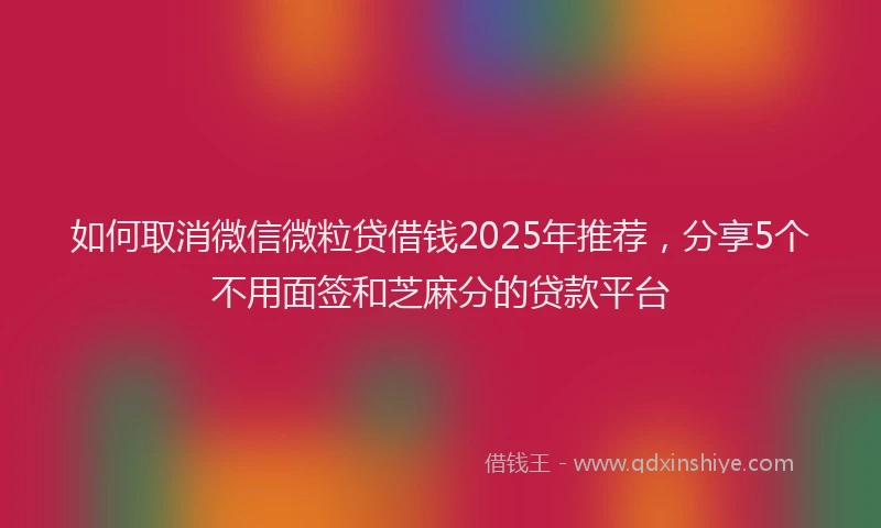 如何取消微信微粒贷借钱2025年推荐，分享5个不用面签和芝麻分的贷款平台