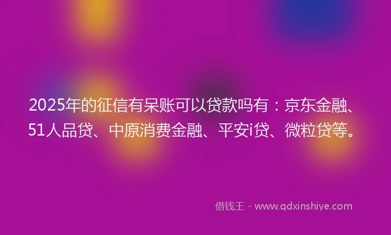 2025年的征信有呆账可以贷款吗有：京东金融、51人品贷、中原消费金融、平安i贷、微粒贷等。