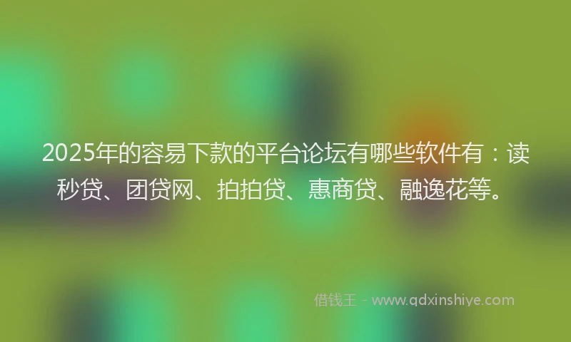 2025年的容易下款的平台论坛有哪些软件有：读秒贷、团贷网、拍拍贷、惠商贷、融逸花等。