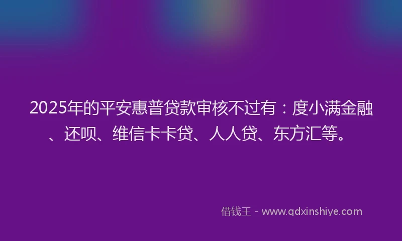 2025年的平安惠普贷款审核不过有：度小满金融、还呗、维信卡卡贷、人人贷、东方汇等。