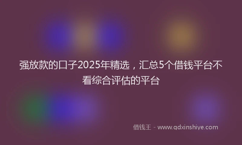 强放款的口子2025年精选，汇总5个借钱平台不看综合评估的平台