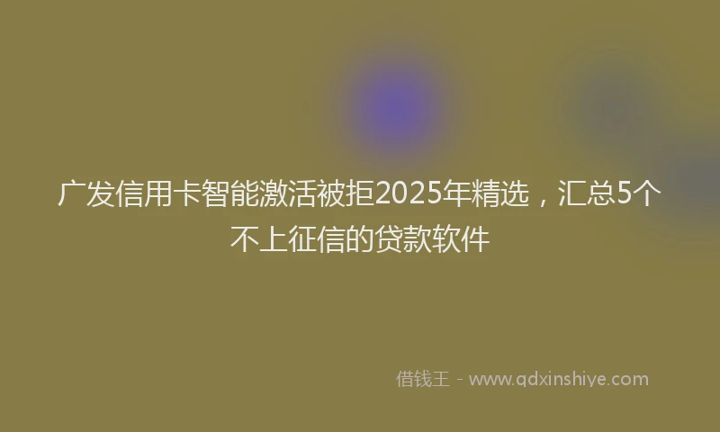 广发信用卡智能激活被拒2025年精选，汇总5个不上征信的贷款软件