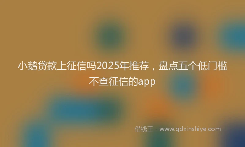 小鹅贷款上征信吗2025年推荐，盘点五个低门槛不查征信的app
