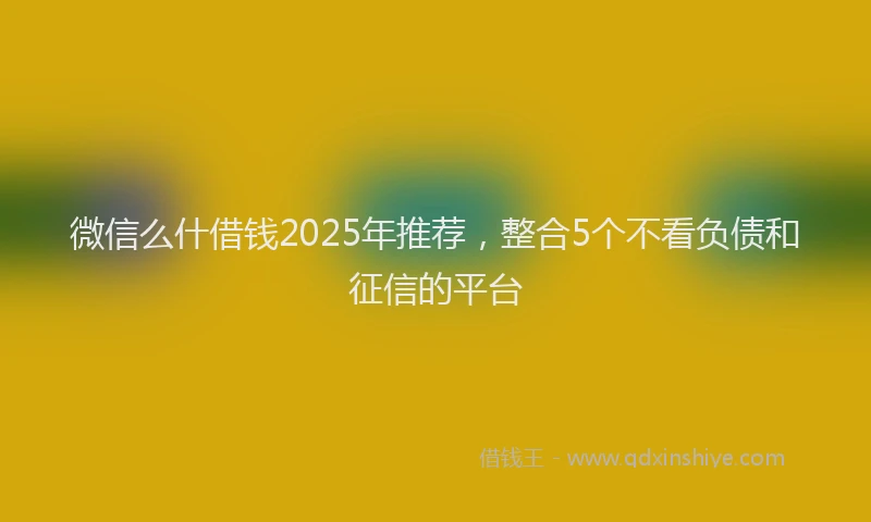 微信么什借钱2025年推荐，整合5个不看负债和征信的平台